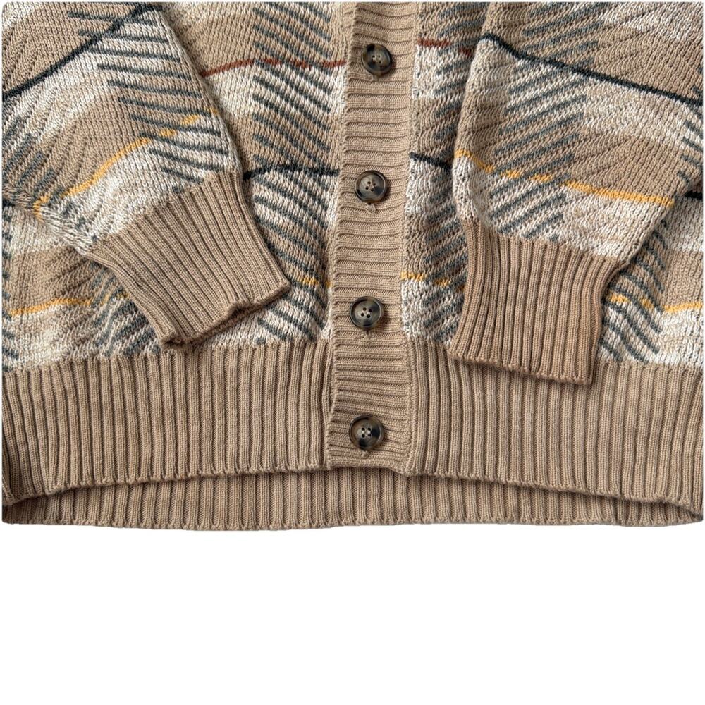 Tricots St. Raphael Men Cardigan Sweater Large Brown Plaid Button Front USA Made - Picture 8 of 9